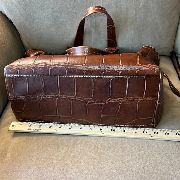 Vintage Dooney & Bourke Chiara Tote East West bag Croco Embossed Leather Brown - Picture 12 of 16